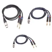Female to 4 inch Y Splitter Cable to Dual 6.35mm Mono TS Audio Adapter