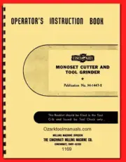 Cincinnati Monoset Cutter Tool Grinder Model OE Operator Instruction Manual 1169