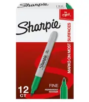 Sharpie Permanent Markers Fine Point Green 12 Count