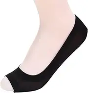 [FBIEE88TR] Low Cut Liner Socks Women No Show Socks Non Slip Hidden Invisible Fish Mouth Ice Silk Boat Socks 5Pairs(Black)