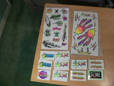 Slime Skateboard Helmet Sticker Decal Set 1980-1990s Retro Slime Blobs/Road Kill