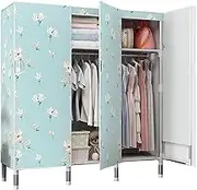 Canvas Wardrobe,Portable Wardrobe Shelves with Hanging Rail,Shelves,Clothes Closet Storage Organizer for Bedroom,Living Room,D-125x50x172cm