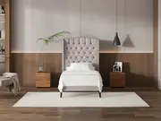 My Style Winged Headboard & Slimline Base - King Single / Haze / Slimline Base