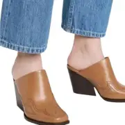 Stella McCartney Cowboy Cloudy Faux Leather 97mm Mules Toffee Made in Italy 38.5