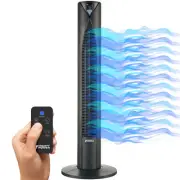 MIGHTY POWER 3 Speed LED Tower Fan With Remote Control, Timer, Night Mode, Black
