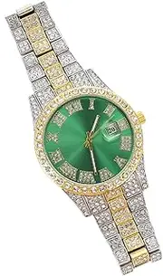 [FOMIYES] Men High End Diamond Watch Unique Wristwatch with Calendar Feature Stylish Design for Men Elegant Accessory for Any Occasion