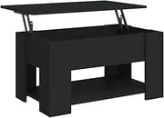 [vidaXL] Coffee Table Living Room Bedroom Office Accent Couch Side Centre Tea Table with Storage Home Furniture Black Engineered Wood