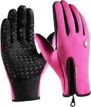 [APLVFFZH] Winter Gloves Windproof Touch Screen for Ski Motorcycle Outdoor Sports Adults Unisex, Pink, XXL