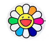 Takashi Murakami Round Rainbow Flower Floor Towel Rare 村上隆 Kaikai kiki (White)