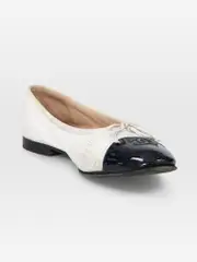 White Leather Cap Toed Ballet Flats