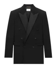 Saint Laurent Double-Breasted Tuxedo Jacket FR34,FR36,FR38,FR40,FR42 Black