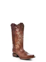 Corral Cognac Embroidery Square Toe - Boot Ladies - L2000