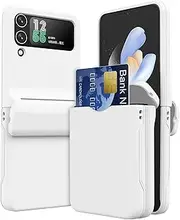 [RUNGOS] for Samsung Z Flip 4 & Flip 3 Case with Hidden Card Holder [Automatic Folding Hinge Protection] [1-2 Card Slot] Skin Feel for Samsung Galaxy Z Flip 3 & Flip 4 Case, Full Body Protection Cover 1