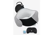 Advwin Travel Pillow Memory Foam Neck Pillow 360-Degree Support Light Gray