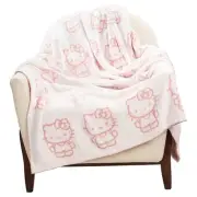 Hello Kitty Feather Knit Fluffy Throw Blanket - Fuzzy Blanket Measures 50 x 60