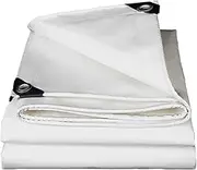 White Tarpaulin Waterproof Heavy Duty Canvas Tarp Cover Sheet, Foldable Rainproof Canopy Tent with Reinforced Grommets, Durable Groundsheet, Trailer Cover(1x2.5m)