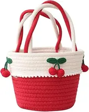 SUPVOX Sundries Holder Basket Tote Bag Wicker Storage Woven Bag Cotton Woven Sundries Organizer Home Decor Cotton Rope