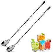 2 Pcs 12 Inches Bar Spoon, Long Handle Mixing Stirrers for Drink, Stainless S...