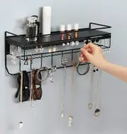 Wall Mounted classic Black Iron Designer made Cosmetics Storage Shelf w/