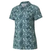 New Puma Golf Ladies Cloudspun Camo Polo Teal S