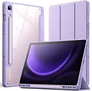 [JETech] Case for Samsung Galaxy Tab S10 FE / S9 FE 10.9-Inch with S Pen Holder, Clear Transparent Hard PC Back, Protective Tri-Fold Stand Tablet Cover, Auto Wake/Sleep (Light Purple)