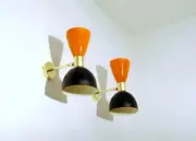 Italian Wall Scone Italian Wall Light Fixture 2 Bulb Pair ORANGE /BLACK Color