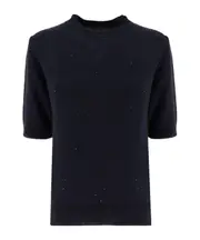 Fabiana Filippi Sequinned Short Sleeved Crewneck Jumper IT40 BLU NOTTE