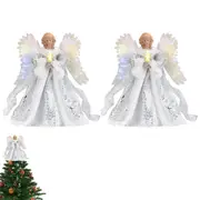 2pcs 2D Angel Christmas Tree Topper Fairy Ornament 25cm Xmas Tree Top Decoration-White