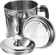 ASAKKURA 1 Set Stainless Steel Oil Strainer Pot Large Capacity Kitchen Oil Container with Fine Mesh Filter Versatile Gravy Boat Easy to Clean for Cooking
