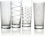 Mikasa Cheers Highball Glass, 4 Count (Pack of 1), Precision-Etched Design