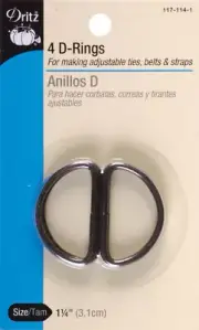 Dritz Metal "D" Rings 1-1/4" 4/Pkg-Black, 117-114-1