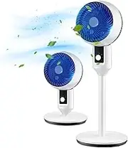 KEAIDO Stand Fan Pedestal Floor Table Air Circulation Fan Turbine Silent Oscillating Height Adjustable Portable Telescopic for Bedroom Home Office Indoor Outdoor, White (Manual Switch)