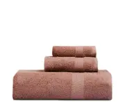 3PCS 100% Combed Cotton Towel Set Bath Towel Hand Towel & Face Washer Sets Dusty Pink