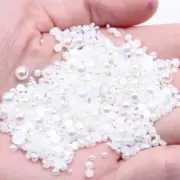 Mixed Size 2/3/4/5/6mm 1000Pcs Imitation Pearls Bead Half Round Flatback Pear...
