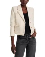 L'Agence Sylvia Fringe Trim Tweed Jacket
