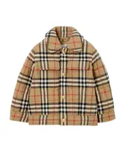 Burberry Kids Vintage Check-Pattern Quilted Buttoned Jacket 6M,12M Nude