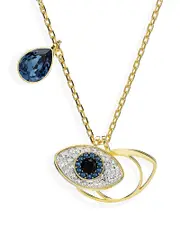 Swarovski Symbolica Crystal Evil Eye Pendant Necklace in Gold Tone, 14.87-16.87