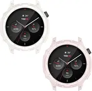 FitTurn Intended for Amazfit GTR 4 Pro/GTR 4 Bumper Case, Series Rugged Case for Amazfit GTR 4 Pro/GTR 4, Military Grade Durable Protective Cover, Flexible Shock Proof (White, Pink)