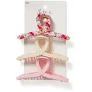 &me Women's Claw Clip 3 Pack - Pink & White