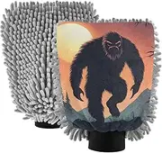 XYMZR Sasquatch Rock Forest Absorbent Microfiber Car Wash Mitt, Funny Cute Anime Scratch Free for Cars Cleaning, Home Cleaning Mitts, 2 Pack, 10.24” L x 7.09” W