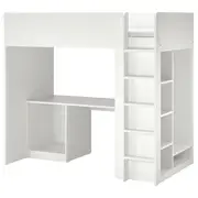 SMÅSTAD loft bed frame w desk and storage, white, Single
