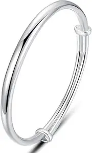 Chain Bracelets,Silver Bracelet,Fashion Bangle,Sterling Silver Bracelet For Women,Women 925 Sterling Silver Bracelet Hand Polishing Cuff Bangle Friendship Bracelet Ladies Silver Jewellery Birthday Gif