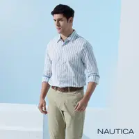 在飛比找momo購物網優惠-【NAUTICA】男裝 吸濕排汗休閒條紋長袖襯衫(白色)