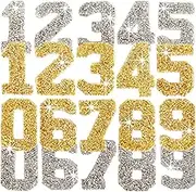 Number Rhinestone Patches,20pcs Number Iron on Patches,2 Set Number 0-9 Rhinestone Patches Appliques Number Patches Iron On Glitter for Clothing Repair Decorative,DIY Craft Making(Gold,Silver)