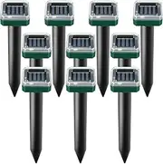 10 pk Mole Repellent Gopher Repellent Solar Snake Repellent Ultrasonic Vole Gopher Repellent Sonic Waterproof Spikes Stakes for Garden Yard (GR5)