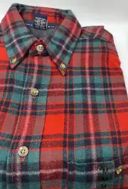 Vintage Flannel Shirt M Red Green Plaid NEW Mens Cabincore Lumberjack Ivy Crew