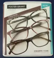 FOSTER GRANT Reading Glasses +1.75 (3 Readers + 1 Case) Design Optics for Men