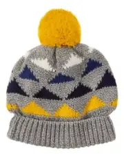 GYMBOREE JUNIOR STUNT DOUBLE GRAY ARGYLE POM POM SWEATER HAT 5 6 NWT