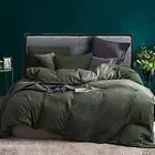 ECOCOTT 3 Pieces Duvet Cover King 100% Washed Cotton 1 Duvet Cover with Zippe...