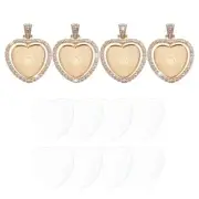 Rhinestone Pendant Trays, 4 Set Double Sided Tray 4pcs Glass Dome 8pcs